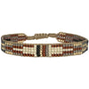 HANDMADE GLASS BEADS BRACELET IN BLUE, GOLD AND BURGUNDY TONES