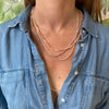 HANDMADE NEACKLACE FEATURING BEAUTIFUL PEACH, LILAC AND WHITE PEARLS ON MODEL