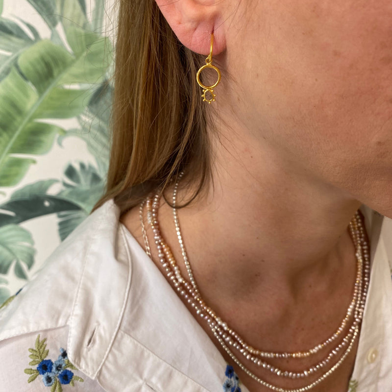 DIAMOND HANDMADE EARRINGS ON MODEL