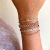HANDMADE DAHLIA BRACELET IN ROSE GOLD ON MODEL