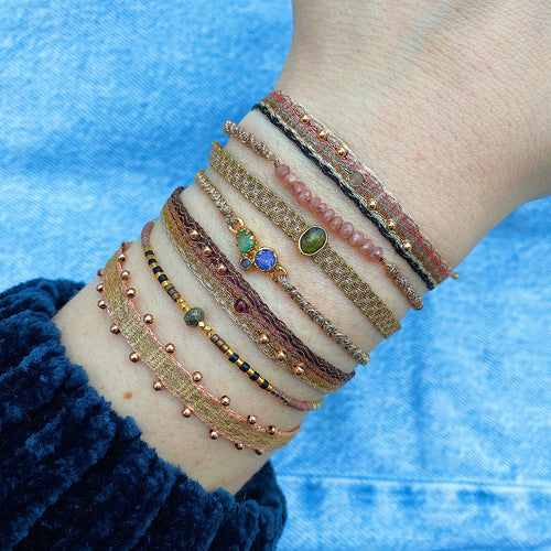 HANDMADE JESTIC BRACELET IN PINK, BEIGE AND BLACK