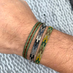 SET OF TWO HANDWOVEN BRACELETS IN GREEN TONES FOR HIM