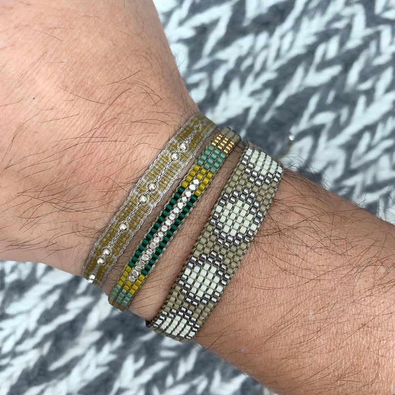 SINGLE WRAP BRACELET WITH STERLING SILVER FACETED BEADS