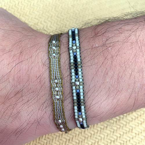 SET OF TWO HANDWOVEN BRACELETS WITH SILVER DETAILS FOR HIM
