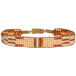 HANDMADE GLASS BEADS BRACELET IN PALE PINKS AND COPPER TONES
