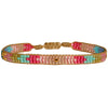 HANDMADE BEADED BRACELET IN PINK, BLUE AND GOLD TONES