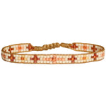HANDMADE BEADED PATTERNED BRACELET IN COPPER AND NEUTRAL TONES