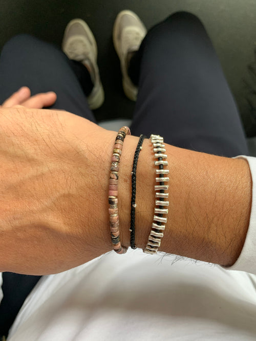PINK ZEBRA JASPER BRACELET FOR HIM
