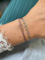 MULTI SAPPHIRE STONES HANDWOVEN BRACELET IN ROSE GOLD & LILAC TONES