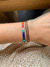 SET OF TWO MULTI COLOURED BRACELETS WITH GLASS BEADS