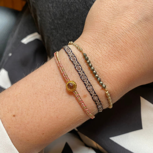 HANDMADE TWIST BRACELET WITH POWERFUL PYRITE IN GOLD TONES