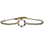 GEMSTONE HOOP HANDMADE BRACELET IN SILVER TONES