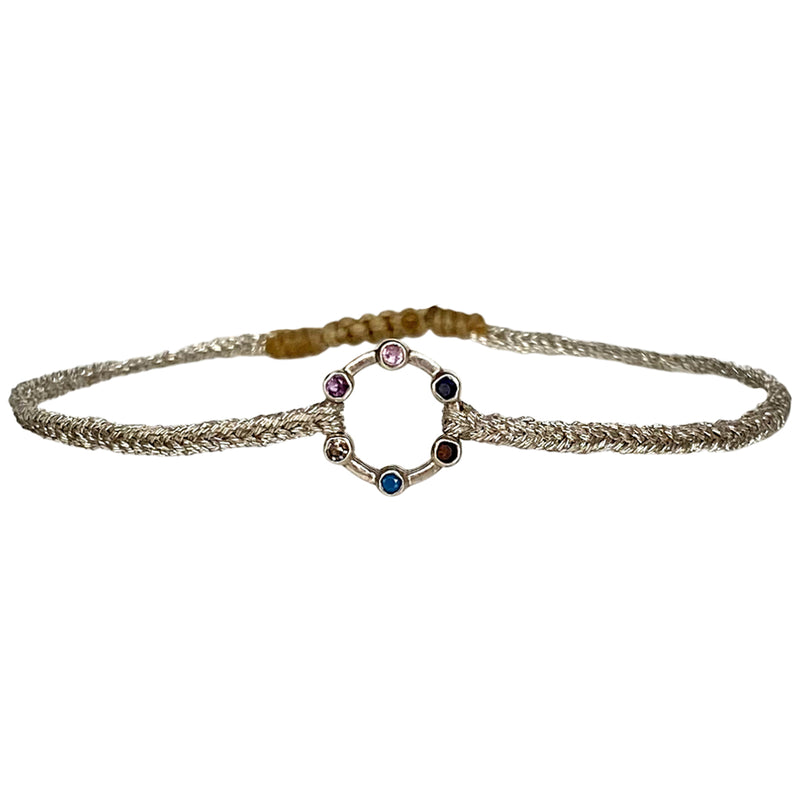 GEMSTONE HOOP HANDMADE BRACELET IN SILVER TONES