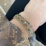 SCARLETT HANDMADE BRACELET FEATURING WATERMELON TOURMALINE STONES AND GOLD BEADS