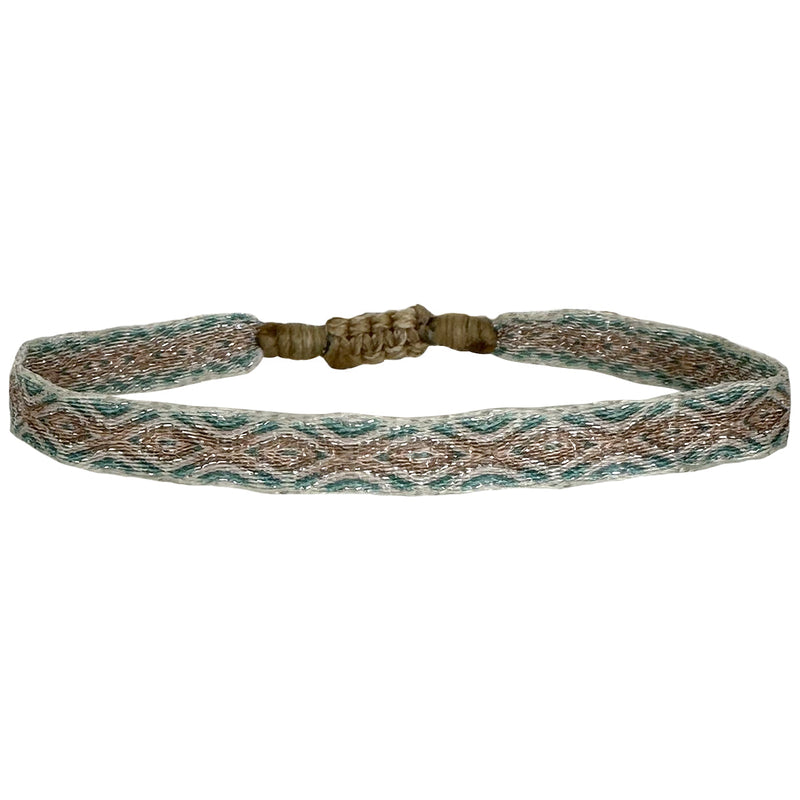 BASIC HANDWOVEN  BRACELET IN BLUE AND PINK TONES