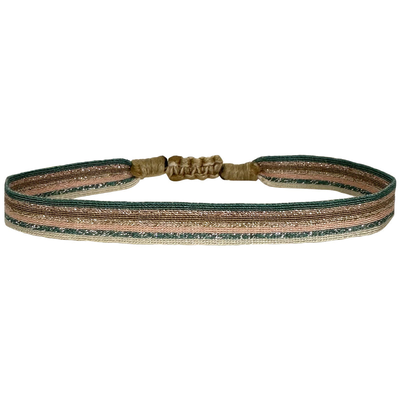 BASIC HANDWOVEN  BRACELET IN GOLD, TURQUOISE AND PINK TONES