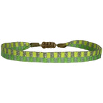 BASIC HANDWOVEN NEON  BRACELET IN GREEN AND SILVER TONES