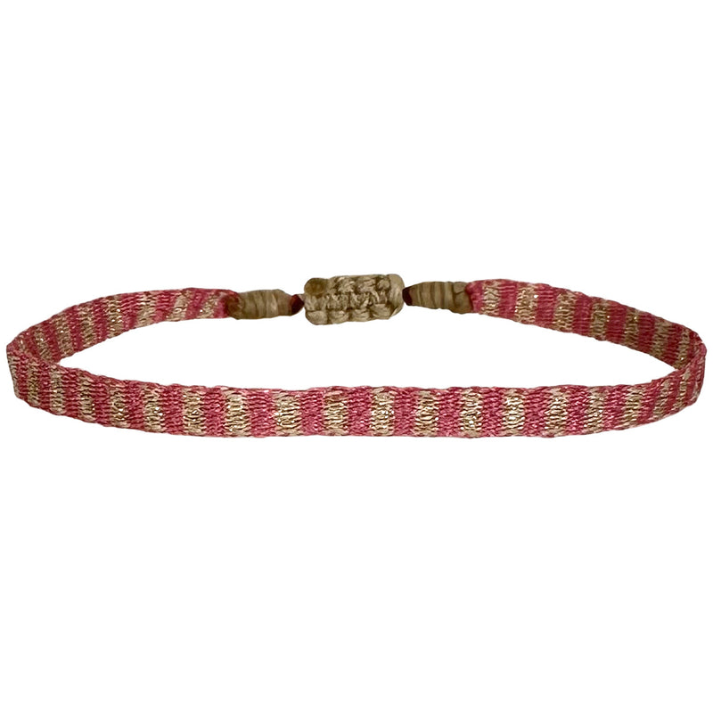 BASIC HANDWOVEN BRACELET IN PINK AND GOLD TONES