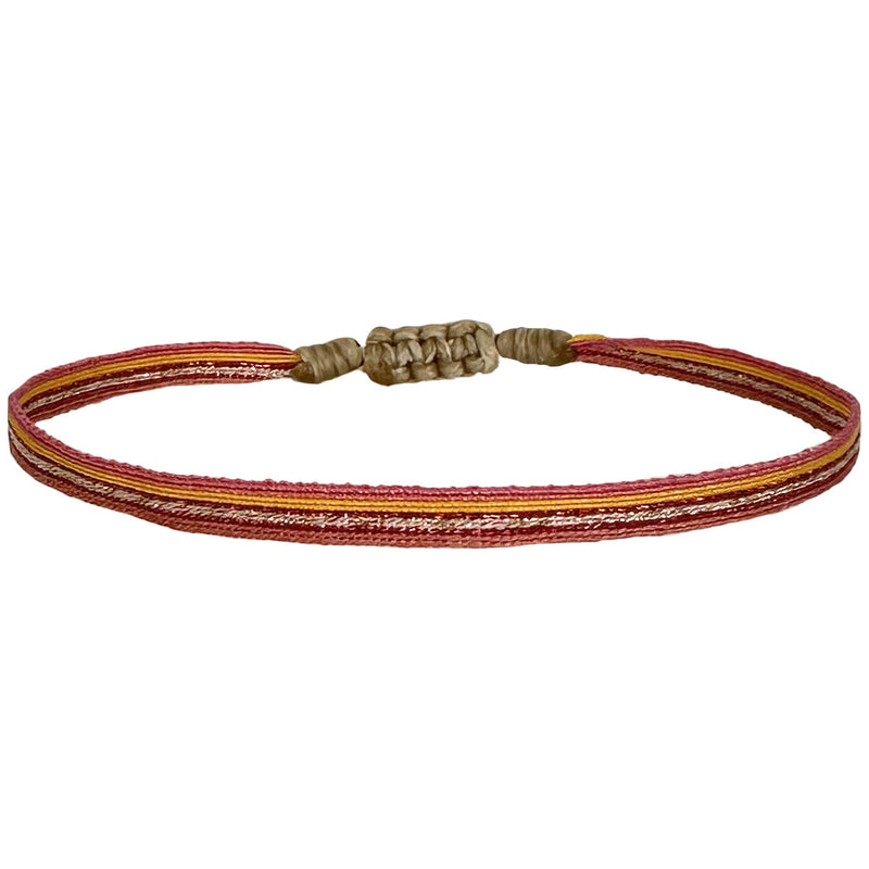 BASIC HANDWOVEN BRACELET IN ORANGE, PINK AND BEIGE TONES