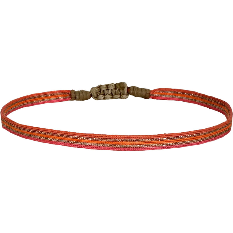 BASIC HANDWOVEN NEON  BRACELET IN ORANGE AND GOLD TONES