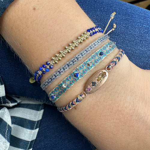 Designed and handwoven to be worn at all times using traditional artisanal handcrafting and techniques that take plenty of time and love  Details:  - Handwoven using Polyester  -Can be worn in the water  - Stainless steel "LeJu London" logo/tag  - Width 3mm
