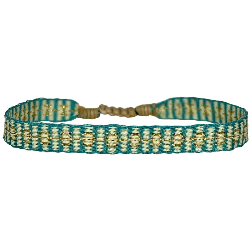 HANDWOVEN BASIC BRACELET IN GREEN AND GOLD TONES