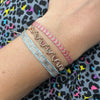 BASIC HANDWOVEN  BRACELET IN BLUE AND PINK TONES
