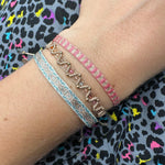 BASIC HANDWOVEN  BRACELET IN BLUE AND PINK TONES