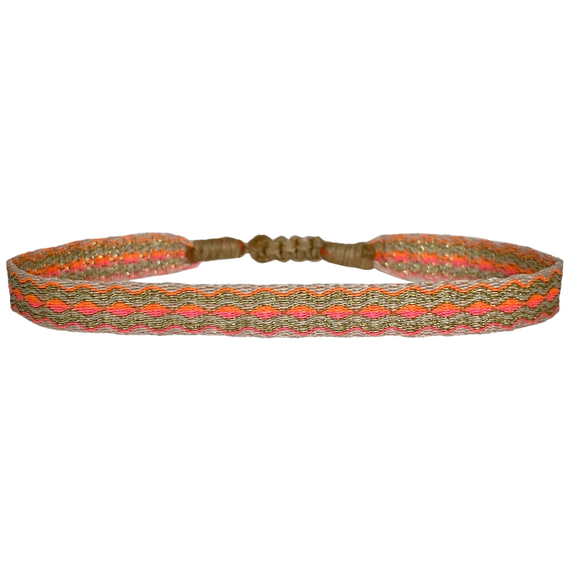 HANDWOVEN BASIC BRACELET IN NEON PINK AND GOLD