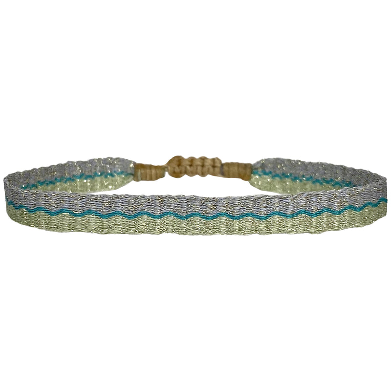 HANDWOVEN BASIC SPARKLE BRACELET IN GREEN AND SILVER