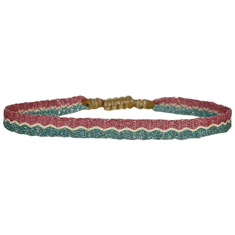 BASIC HANDWOVEN SPARKLE BRACELET IN TEAL AND PURPLE