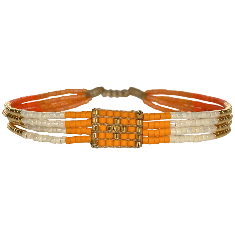 CRUZ HANDMADE BRACELET IN ORANGE AND GOLD TONES