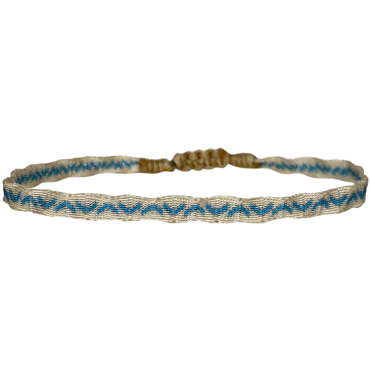 BASIC HANDWOVEN BRACELET IN CREAM AND TURQUOISE