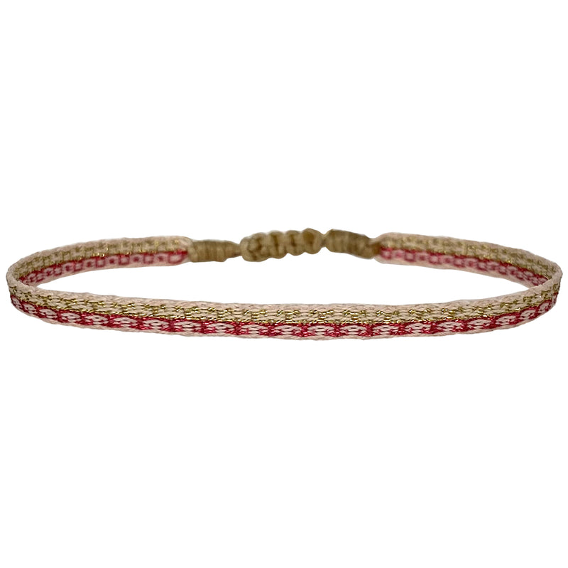 HANDWOVEN BASIC SPARKLE BRACELET IN PINK AND GOLD