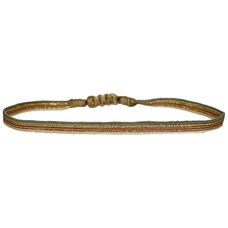 BASIC HANDWOVEN STRIPED BRACELET IN MUTED TONES WITH GOLD