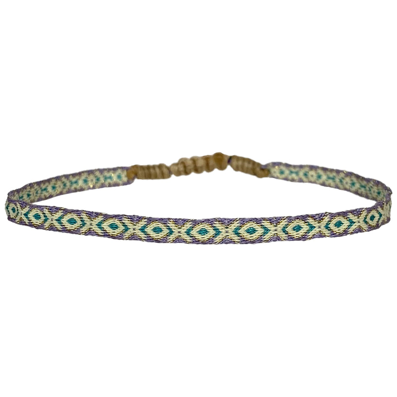 HANDWOVEN BASIC BRACELET IN PURPLE, GREEN AND YELLOW