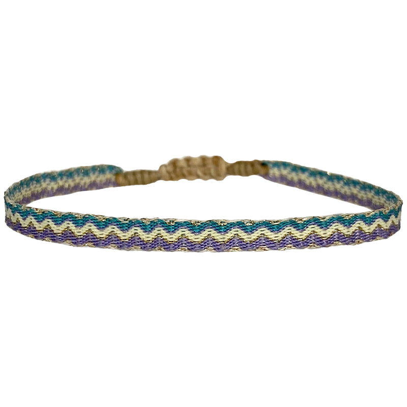 BASIC SPARKLE HANDWOVEN BRACEET IN PURPLE, YELLOW AND TEAL