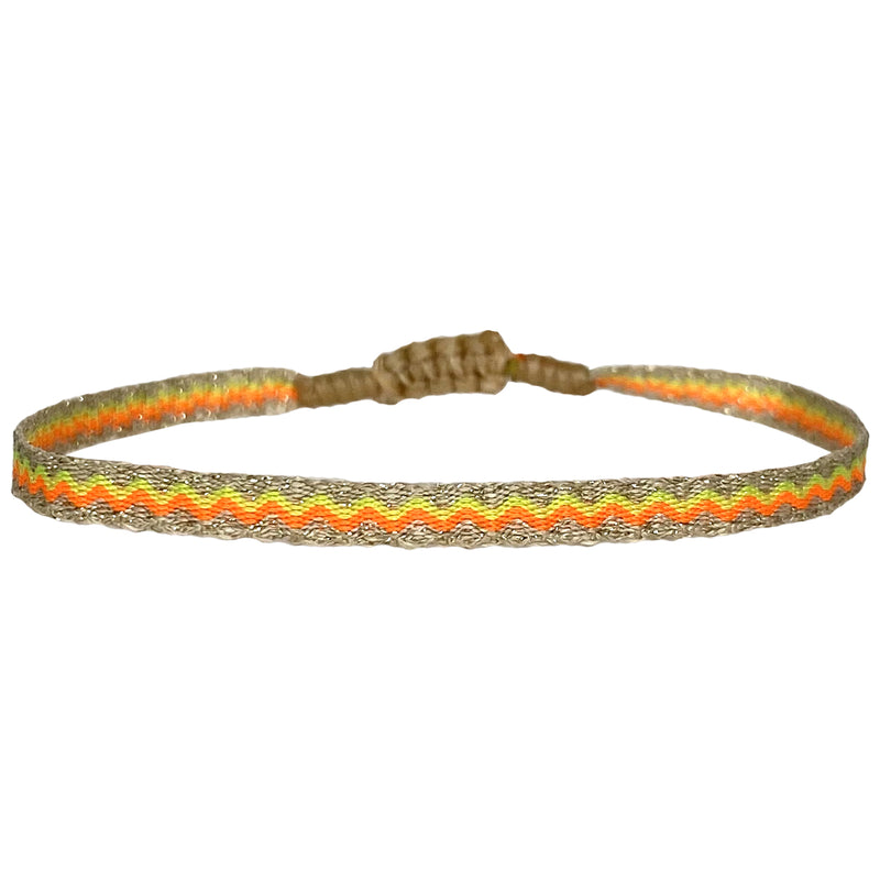 BASIC NEON HANDWOVEN BRACELET IN GOLD, YELLOW AND ORANGE