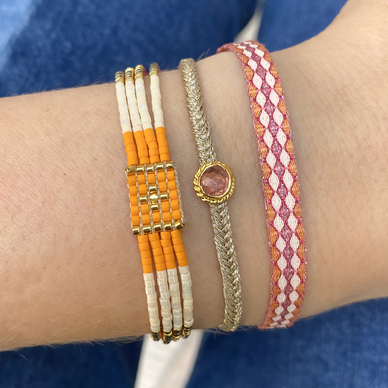 CRUZ HANDMADE BRACELET IN ORANGE AND GOLD TONES