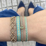 HANDWOVEN BASIC BRACELET IN GREEN AND GOLD TONES