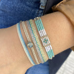 HANDWOVEN BASIC SPARKLE BRACELET IN GREEN AND SILVER