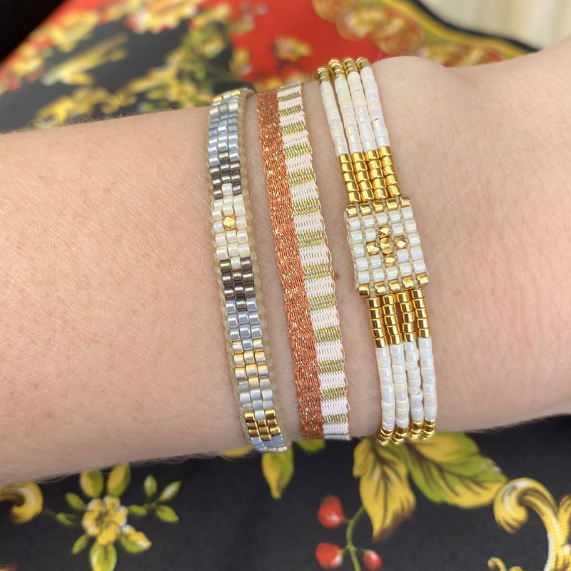 SPARKLE BASIC HANDWOVEN BRACELET IN TERRACOTTA AND GOLD
