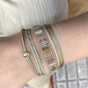 STRIPED BASIC HANDWOVEN SPARKLE BRACELET WITH GOLD, GREEN AND ORANGE
