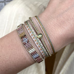 BASIC HANDWOVEN STRIPED BRACELET IN MUTED TONES WITH GOLD
