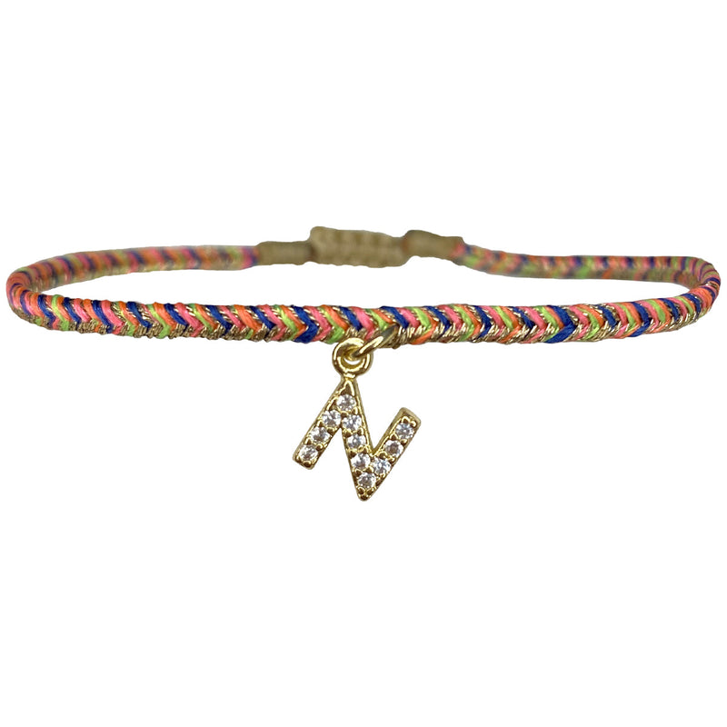 PETITE HANDMADE BRACELET FEATURING LETTER N ZIRCON CHARM