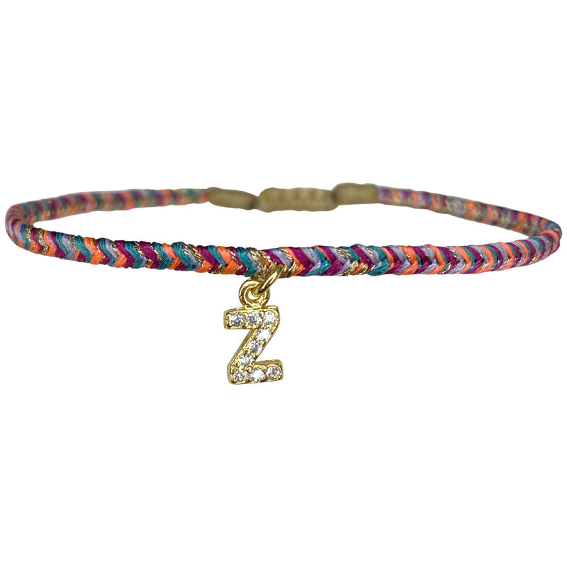 PETITE HANDMADE BRACELET FEATURING LETTER Z ZIRCON CHARM