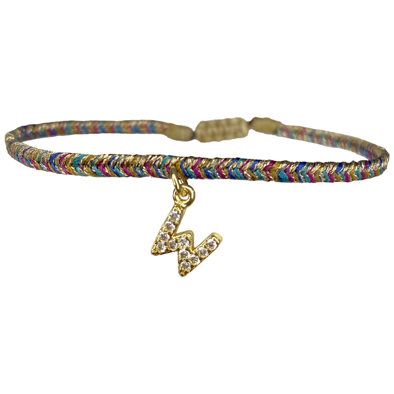 PETITE HANDMADE BRACELET FEATURING LETTER W ZIRCON CHARM