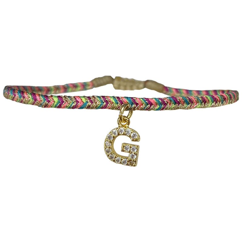 PETITE HANDMADE BRACELET FEATURING LETTER G ZIRCON CHARM