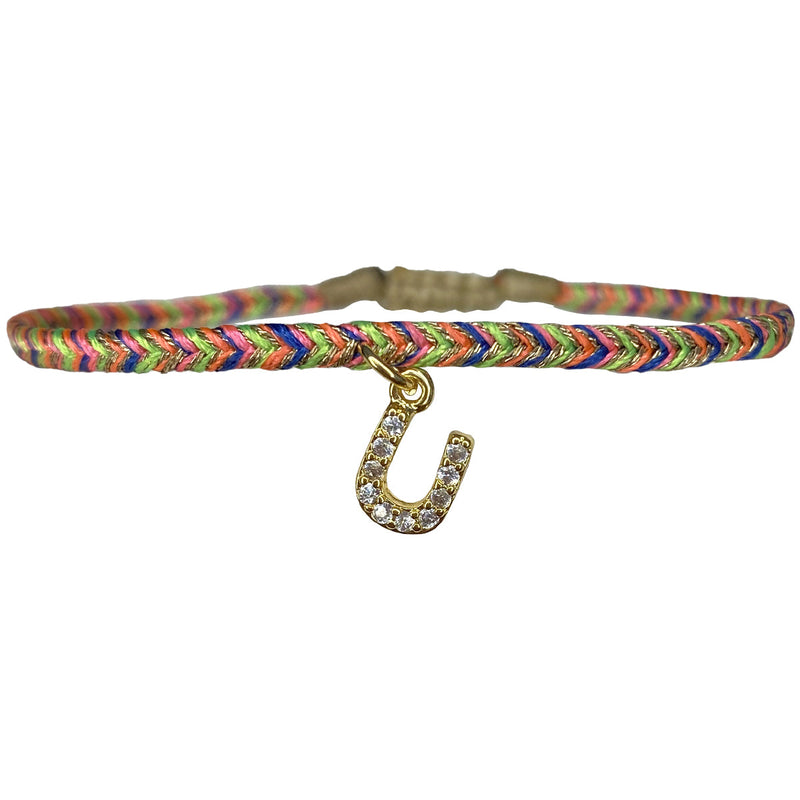 PETITE HANDMADE BRACELET FEATURING LETTER U ZIRCON CHARM
