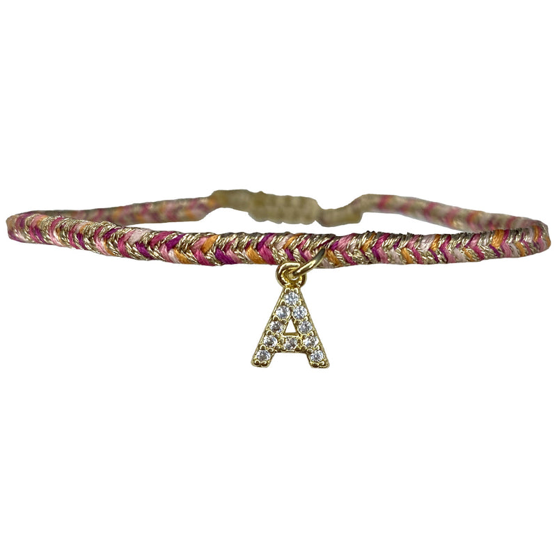PETITE HANDMADE BRACELET FEATURING LETTER A ZIRCON CHARM